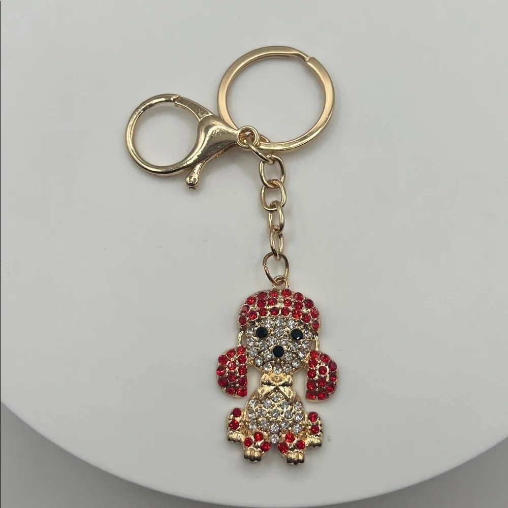 586. Gold and Red Dog Keychain